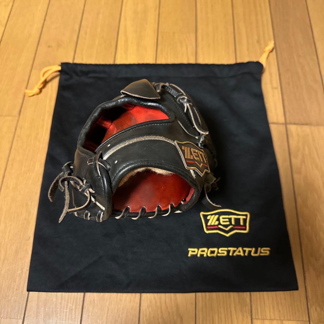 ZETT 硬式グローブ 右投げ用 黒　袋付き
