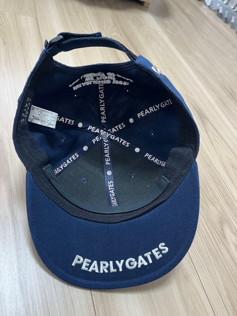 パーリーゲイツ　キャップ　ネイビー　PGロゴ刺繍　ストレートツバ
