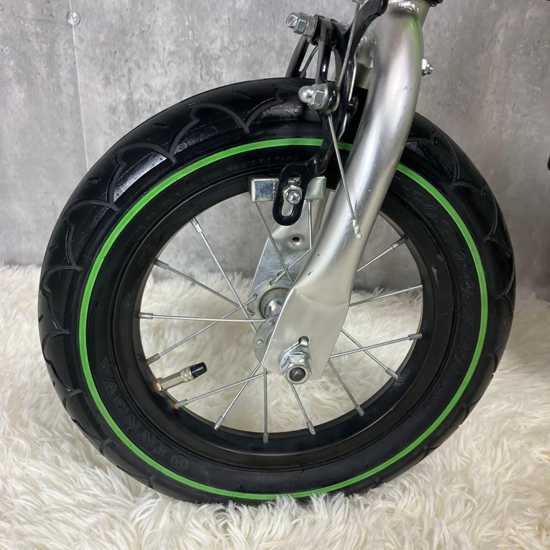 ハル【未使用級】 へんしんバイク 12インチ 緑 スタンド＆補助輪セット