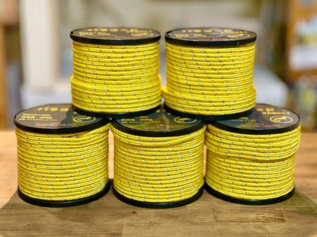 【5本セット】キイロコンコン パラコード 黄色 反射材入り 30M　5mm