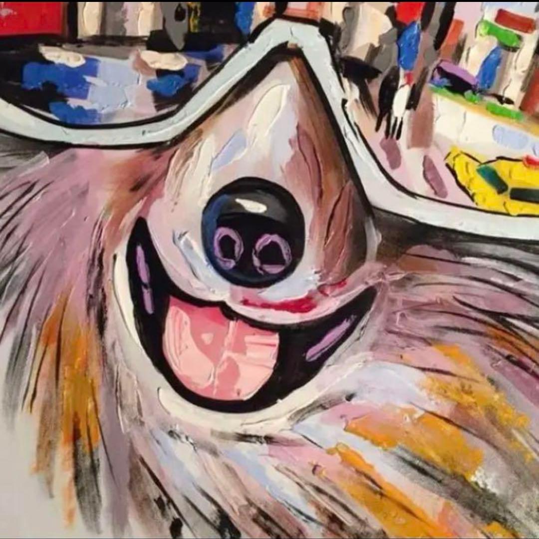 手書き油絵 ゴーグルドック 絵画 インテリア